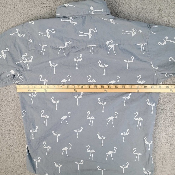 Ditch Plains By Ricky Singh Shirt Men’s Medium Gray Flamingos Button Down - Picture 10 of 12